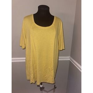 J Jill Women's XL Pima Cotton Seamed Elbow Sleeves Tunic Top Yellow